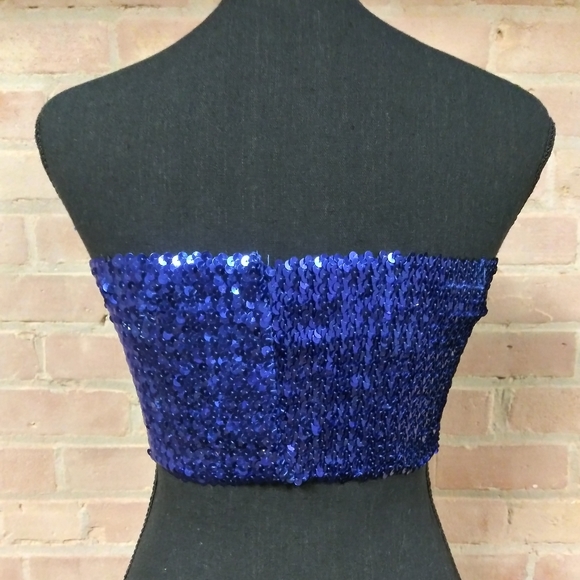 Ju Ju | Sexy Sequin Bandeau Royal Blue Top - Picture 4 of 7